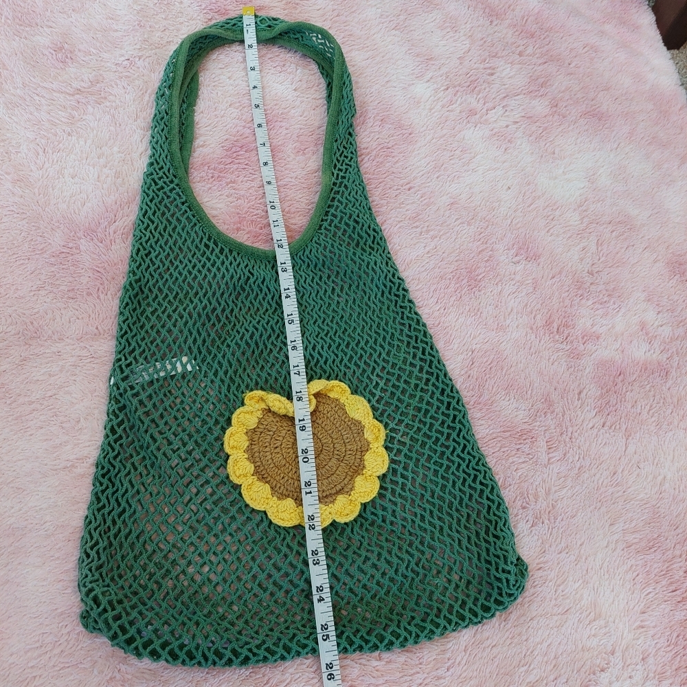 Urban Outfitters Sunflower Crochet Green Fishnet Open‎ Shoulder Bag - Picture 5 of 9